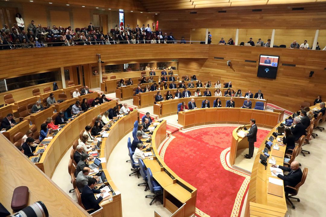 Feijóo, durante su discurso en el debate del Estado de la Autonomía Feijóo, durante su discurso en el debate del Estado de la Autonomía