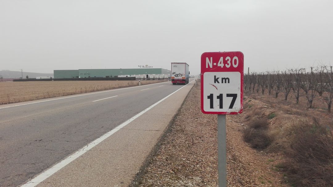 Tramo de la N-430 donde se ubican las centrales hortofrutícolas Tramo de la N-430 donde se ubican las centrales hortofrutícolas