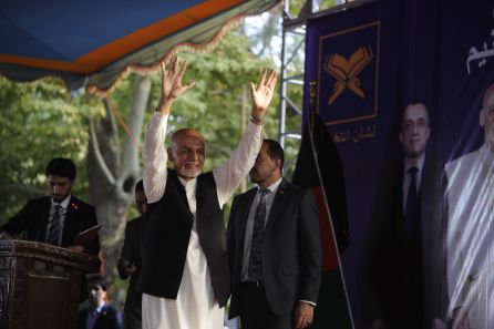 El actual presidente Ashraf Ghani, que se presenta a un segundo mandato, en un mitin electoral El actual presidente Ashraf Ghani, que se presenta a un segundo mandato, en un mitin electoral