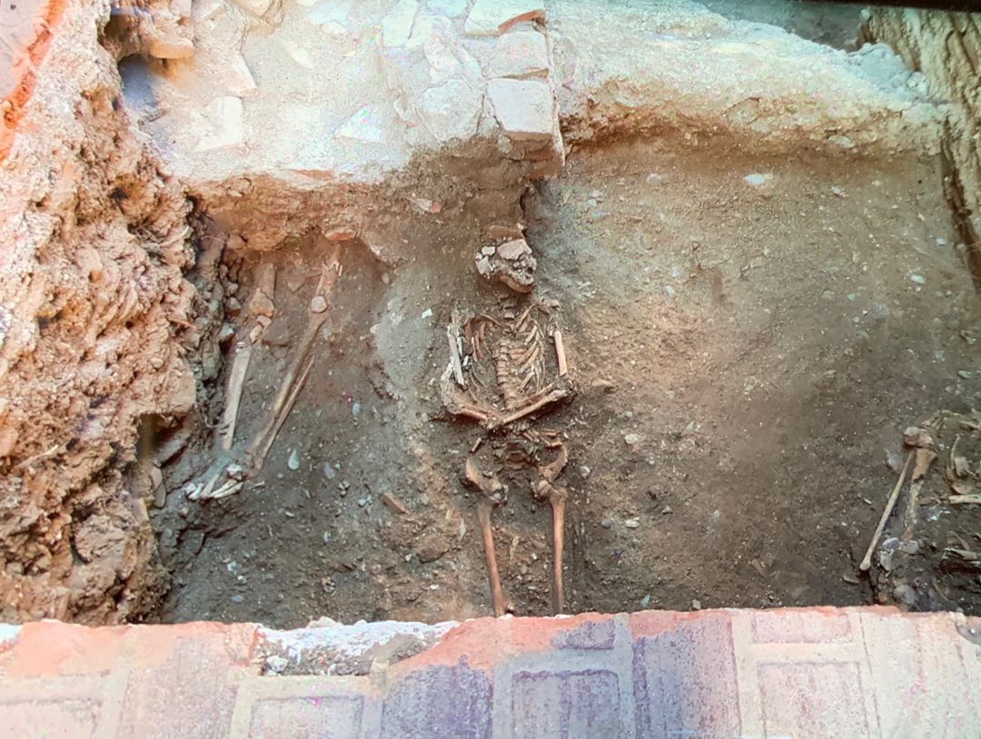 Antiguos restos óseos encontrados durante los trabajos de excavación Antiguos restos óseos encontrados durante los trabajos de excavación