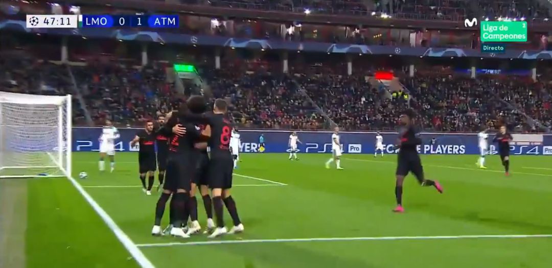 Los jugadores del Atlético de Madrid celebran el tanto de Joao Félix Los jugadores del Atlético de Madrid celebran el tanto de Joao Félix