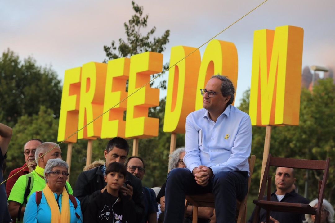 El presidente de la Generalitat, Quim Torra, este lunes en Montserrat. El presidente de la Generalitat, Quim Torra, este lunes en Montserrat.