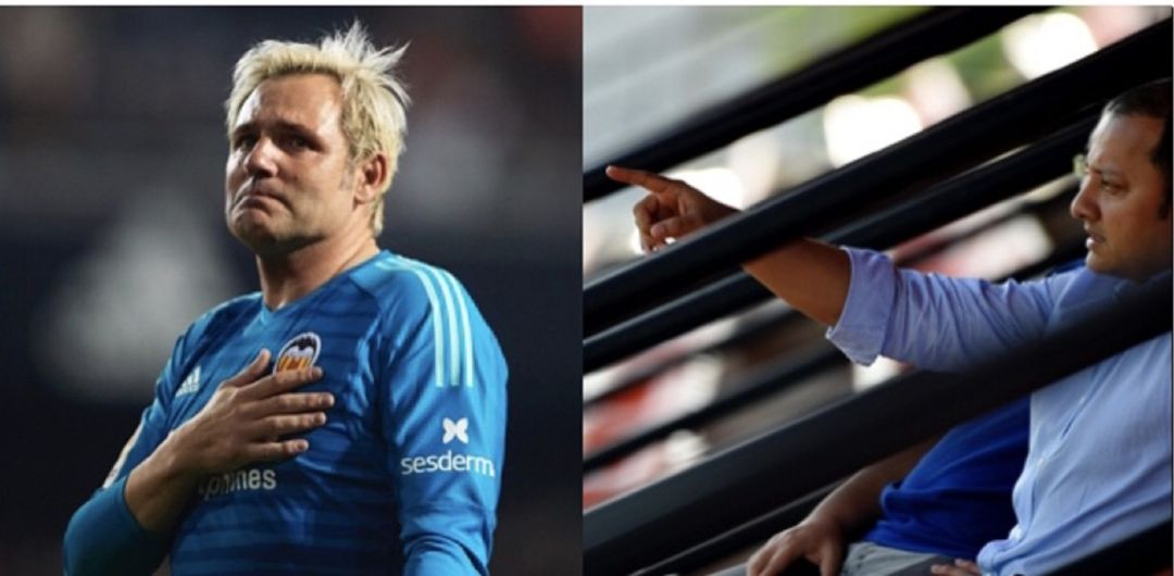 Santiago Cañizares y el presidente del Valencia, Anil Murthy. Santiago Cañizares y el presidente del Valencia, Anil Murthy.