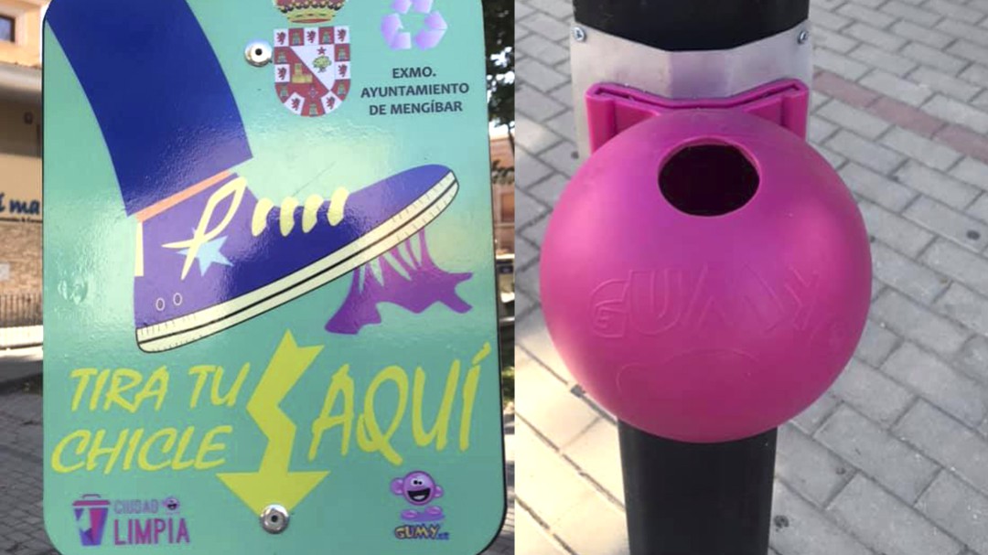 Novedosos contenedores para chicles en Mengíbar