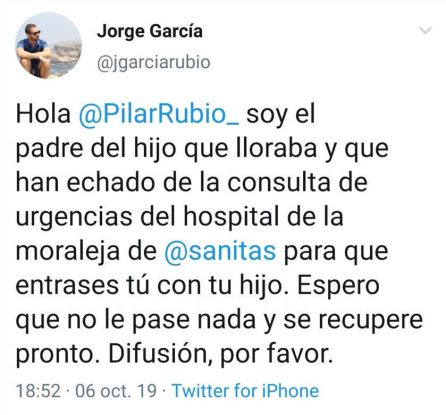 Un padre denuncia trato de favor a Pilar Rubio en un hospital privado Un padre denuncia trato de favor a Pilar Rubio en un hospital privado