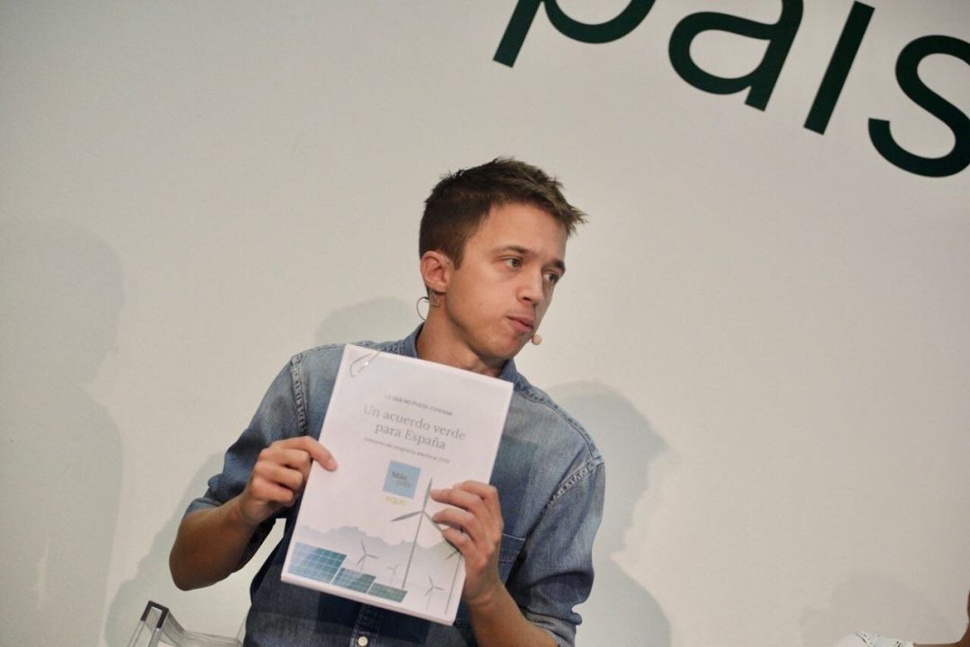 El líder de Más País, Ïñigo Errejón, que ha presentado este viernes el 'Acuerdo verde para España'. El líder de Más País, Ïñigo Errejón, que ha presentado este viernes el 'Acuerdo verde para España'.
