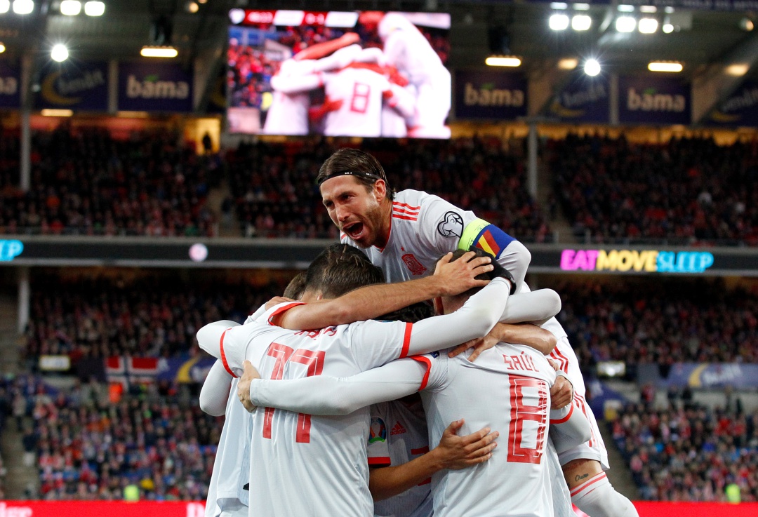 Sergio Ramos celebrando el gol de España ante Noruega Sergio Ramos celebrando el gol de España ante Noruega