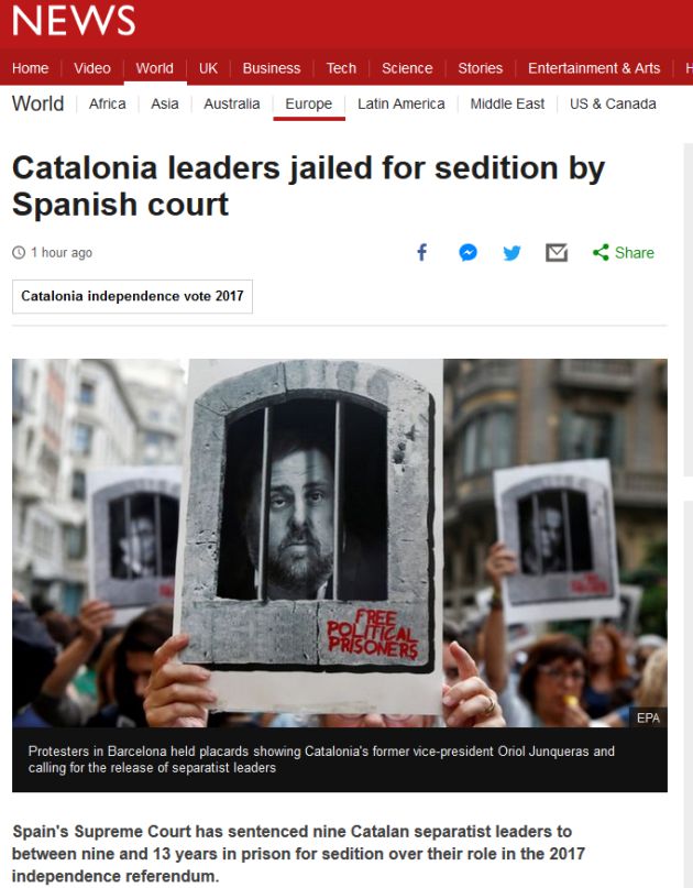 Así analiza la prensa internacional la histórica sentencia del procés Así analiza la prensa internacional la histórica sentencia del procés