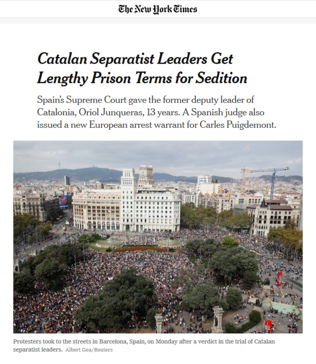 Así analiza la prensa internacional la histórica sentencia del procés Así analiza la prensa internacional la histórica sentencia del procés