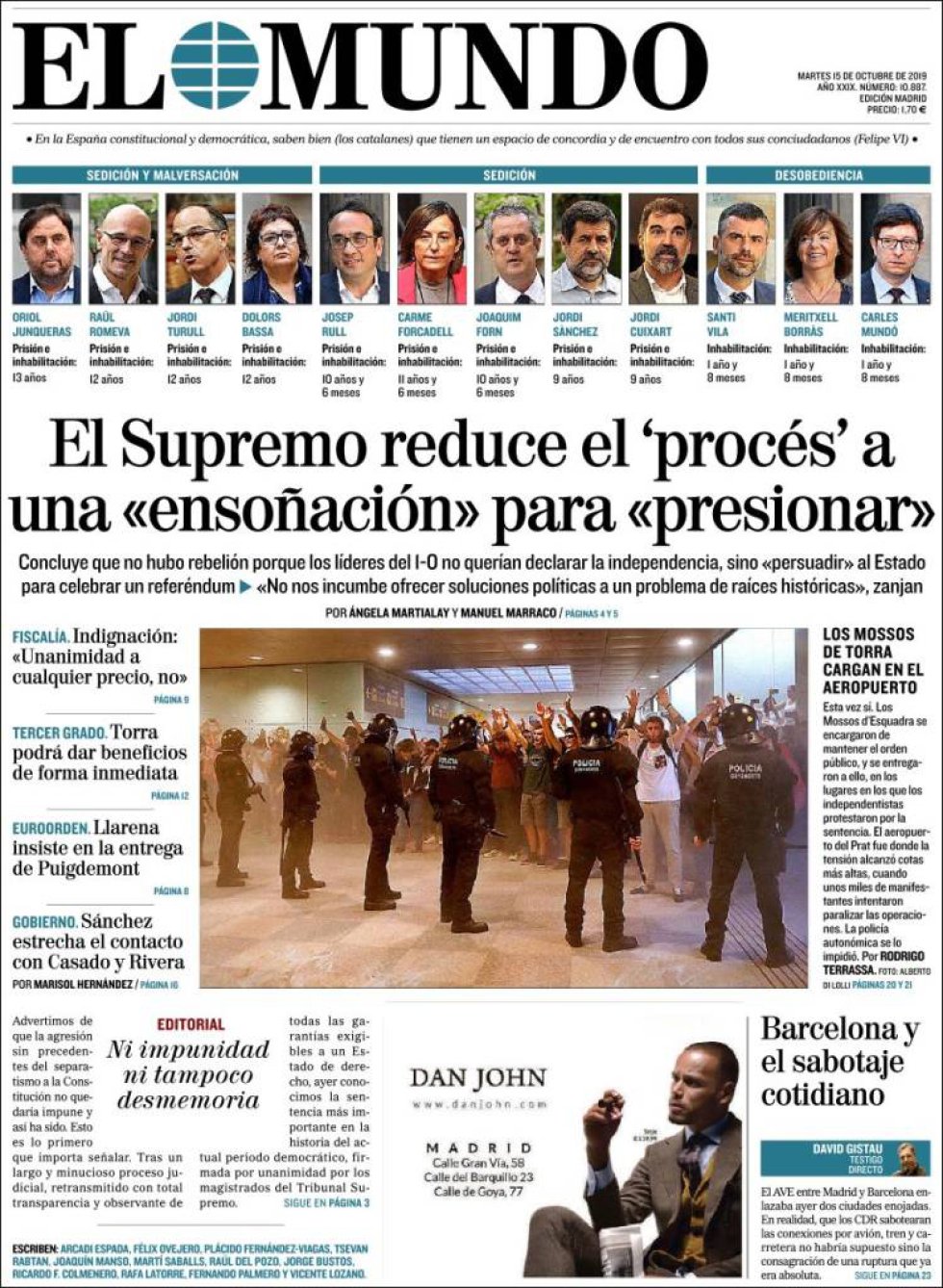 Así reflejan las portadas de los periódicos la sentencia del procés Así reflejan las portadas de los periódicos la sentencia del procés