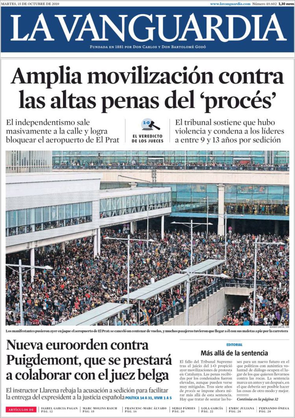 Así reflejan las portadas de los periódicos la sentencia del procés Así reflejan las portadas de los periódicos la sentencia del procés