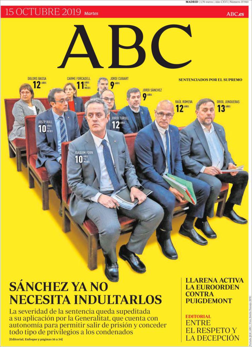 Así reflejan las portadas de los periódicos la sentencia del procés Así reflejan las portadas de los periódicos la sentencia del procés
