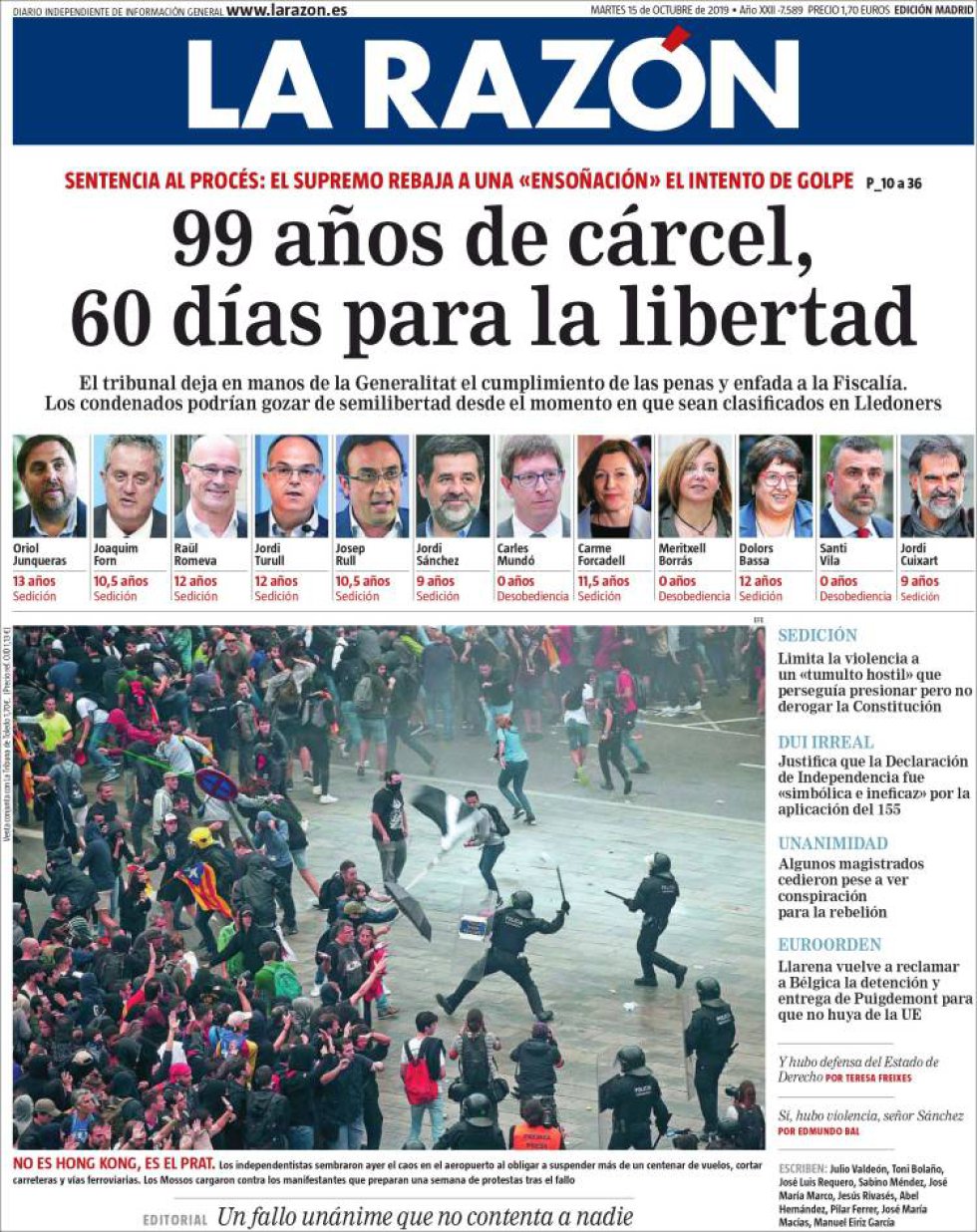 Así reflejan las portadas de los periódicos la sentencia del procés Así reflejan las portadas de los periódicos la sentencia del procés
