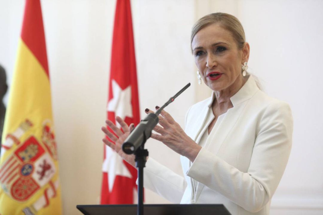 Cristina Cifuentes, en la rueda de prensa para anunciar su dimisión Cristina Cifuentes, en la rueda de prensa para anunciar su dimisión