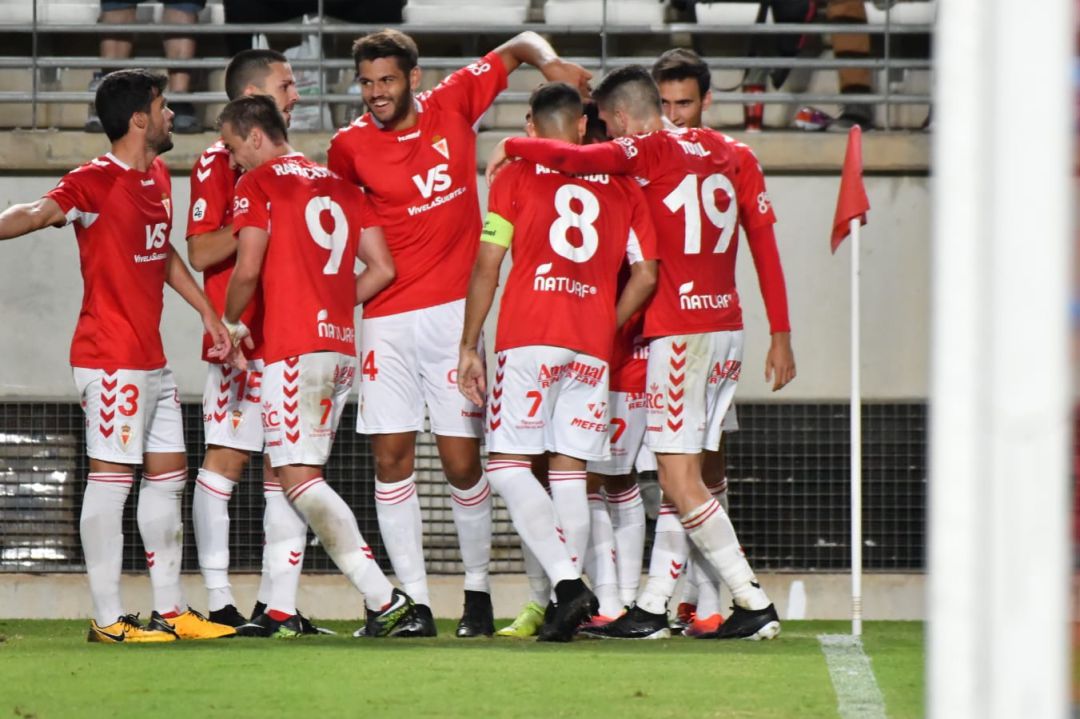 El Real Murcia celebra el gol de Andy Escudero El Real Murcia celebra el gol de Andy Escudero