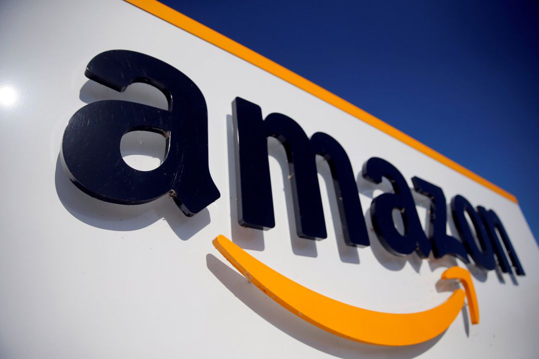 The logo of Amazon is seen at the company logistics centre in Boves, France, September 18, 2019. The logo of Amazon is seen at the company logistics centre in Boves, France, September 18, 2019.