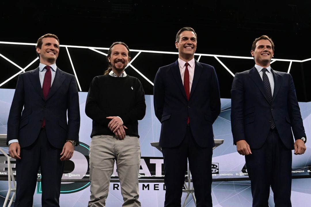 Imagen de los líderes de PP. Podemos, PSOE y Ciudadanos en el debate de Atresmedia de las pasadas elecciones Imagen de los líderes de PP. Podemos, PSOE y Ciudadanos en el debate de Atresmedia de las pasadas elecciones