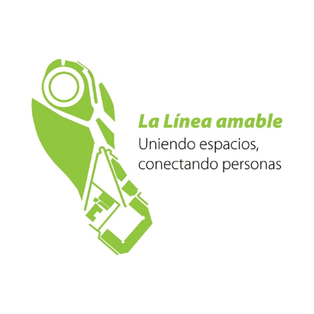 Logo de 'La Línea amable. Uniendo espacios, conectando personas'. Logo de 'La Línea amable. Uniendo espacios, conectando personas'.