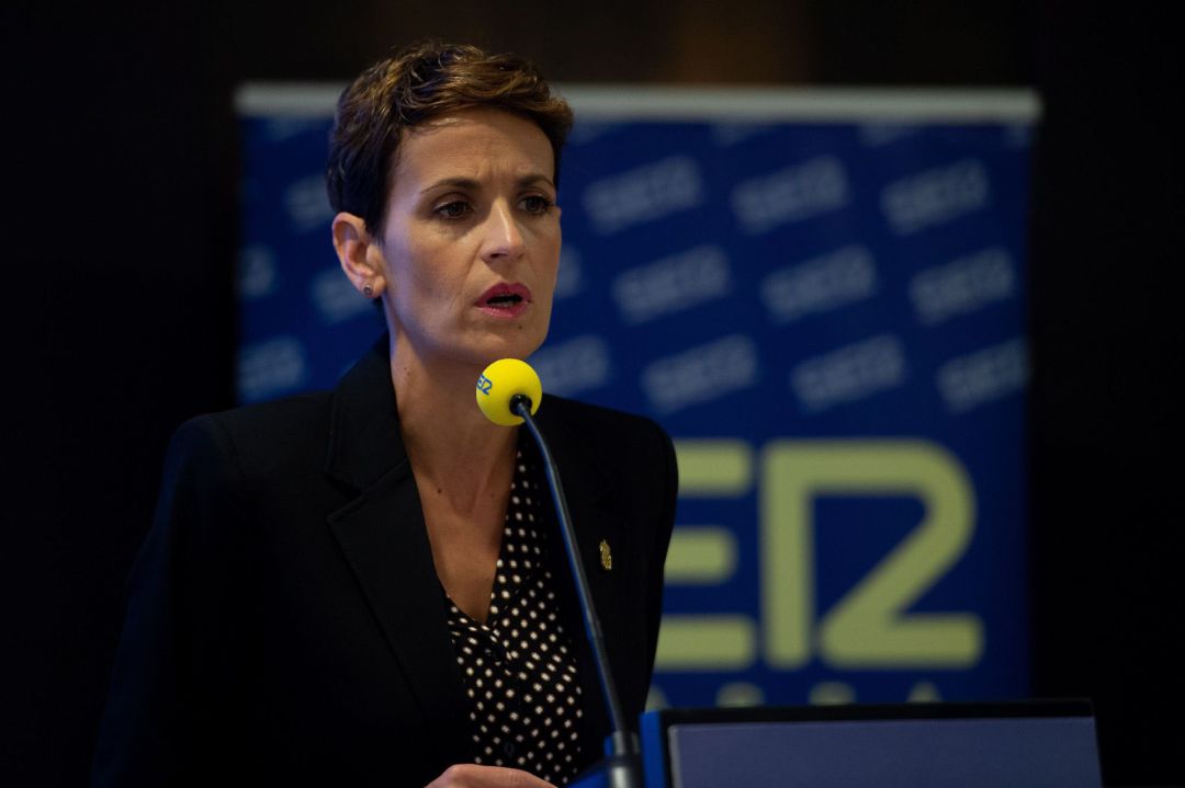 La presidenta del Gobierno de Navarra, María Chivite, ha intervenido este viernes en Pamplona en el Foro SER Navarra con la conferencia 'Innovación e igualdad, ejes del desarrollo de una Navarra plural'. La presidenta del Gobierno de Navarra, María Chivite, ha intervenido este viernes en Pamplona en el Foro SER Navarra con la conferencia 'Innovación e igualdad, ejes del desarrollo de una Navarra plural'.