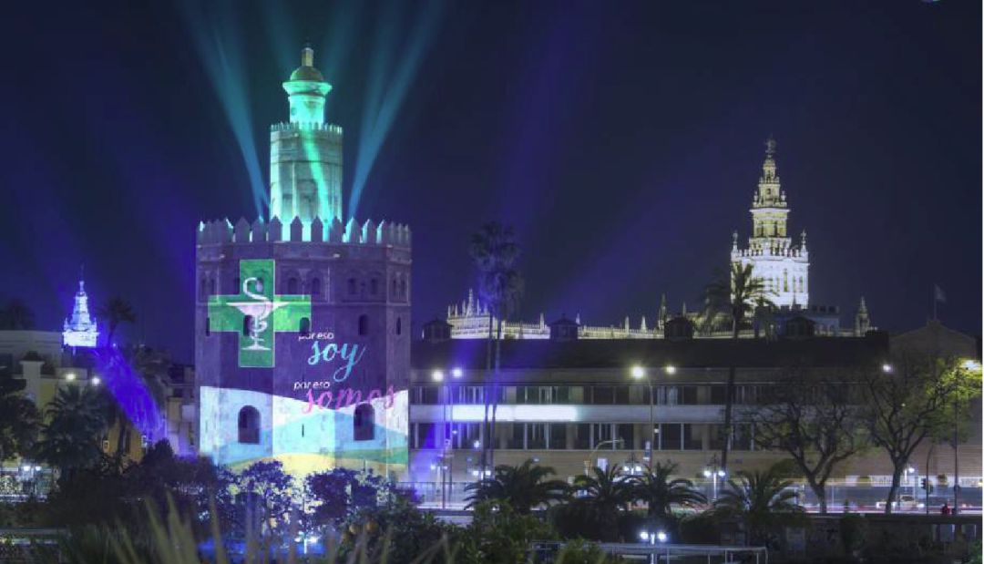 Fotomontaje del mapping que se proyectará este jueves sobre la I Vuelta al Mundo Fotomontaje del mapping que se proyectará este jueves sobre la I Vuelta al Mundo