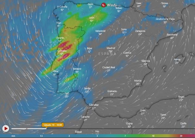 Un frente de lluvia afecta el sábado al noroeste y sur peninsular. Un frente de lluvia afecta el sábado al noroeste y sur peninsular.