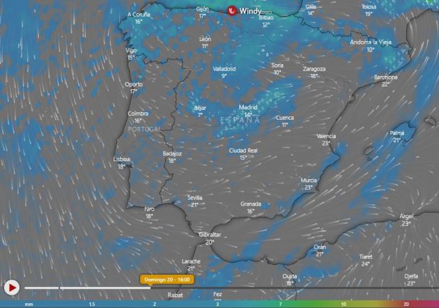 La lluvia se extiende el domingo al centro. La lluvia se extiende el domingo al centro.