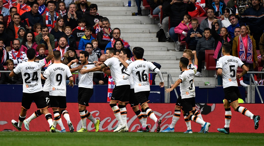 El Valencia celebrando el gol del empate El Valencia celebrando el gol del empate
