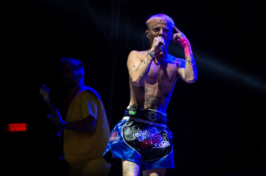 Pimp Flaco, durante un concierto de Cupido en el FIB 2019 Pimp Flaco, durante un concierto de Cupido en el FIB 2019
