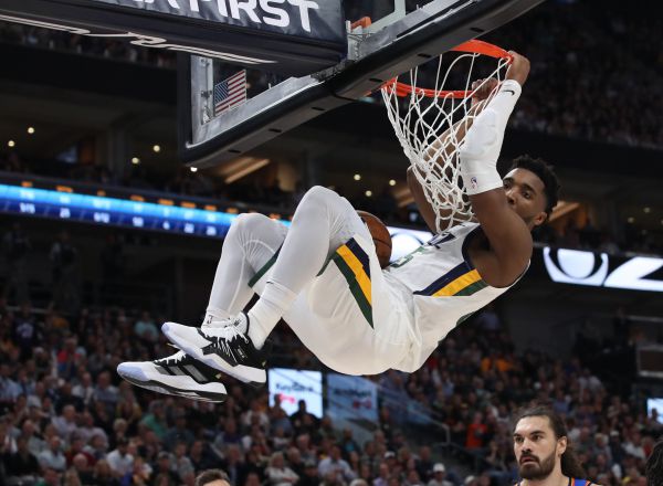 Donovan Mitchell (Utah Jazz), en el partido de esta madrugada ante los City Thunder.