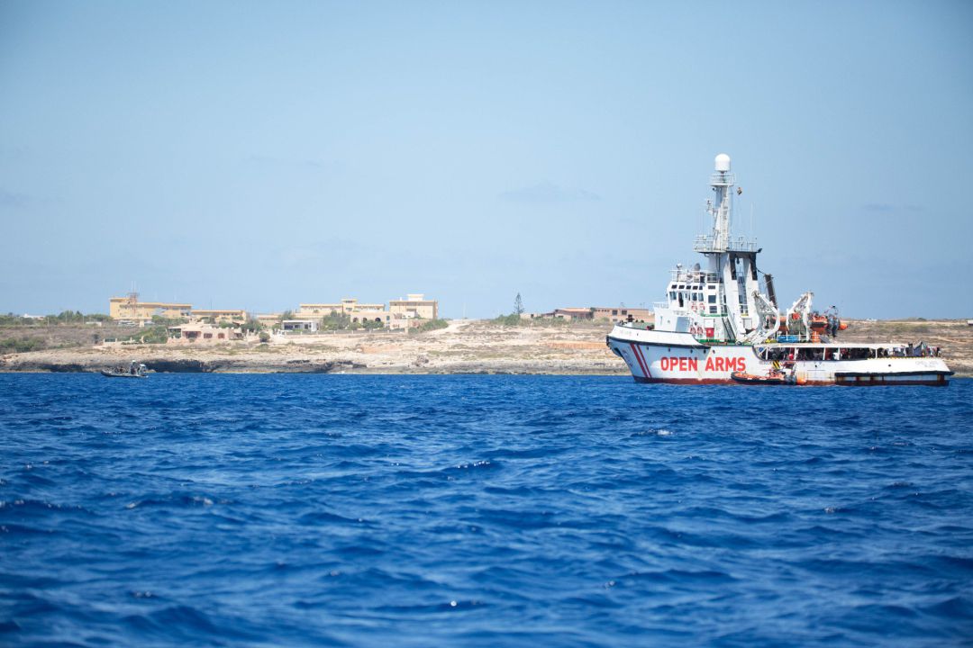 El 'Open Arms' frente a las costas de Lampedusa El 'Open Arms' frente a las costas de Lampedusa