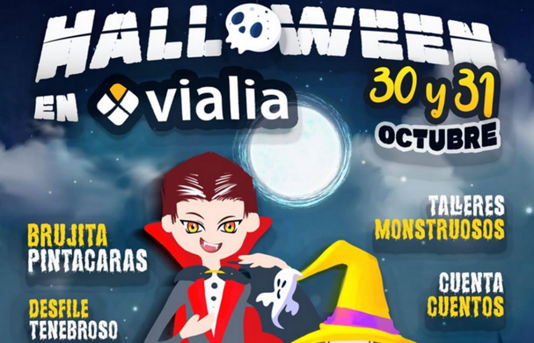 Cartel anunciador de Halloween en la estación Vialia Los Llanos Cartel anunciador de Halloween en la estación Vialia Los Llanos