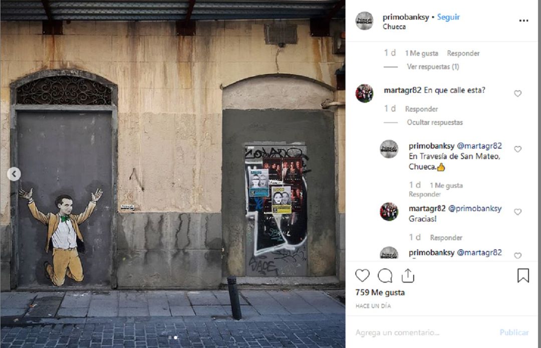Publicación que muestra la obra de PrimoBansky Publicación que muestra la obra de PrimoBansky