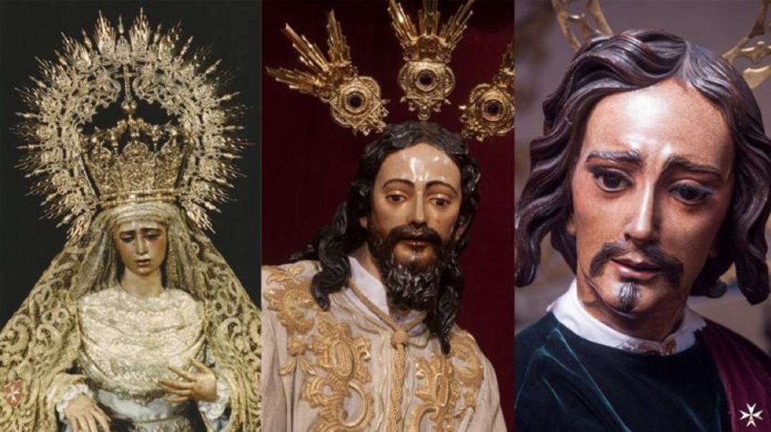 De izquierda a derecha, María Santísima de la Amargura, el Señor del Silencio y San Juan Evangelista De izquierda a derecha, María Santísima de la Amargura, el Señor del Silencio y San Juan Evangelista