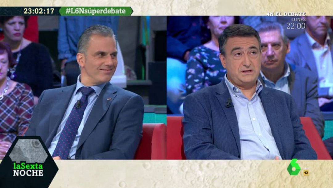 Ortega Smith y Aitor Esteban en el debate de 'laSexta Noche' Ortega Smith y Aitor Esteban en el debate de 'laSexta Noche'