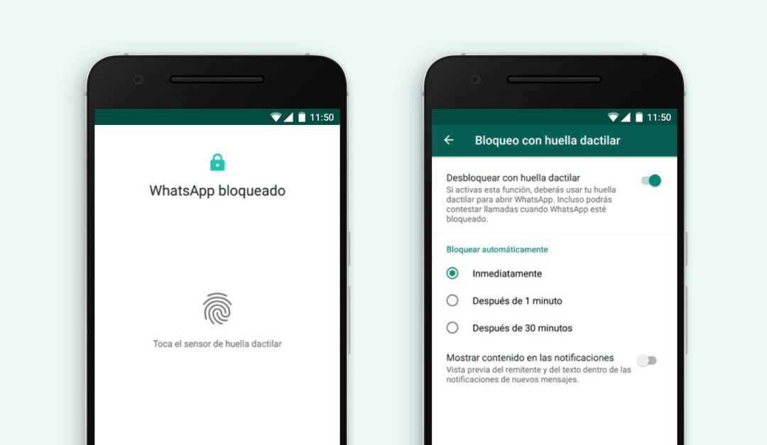 La nueva función de bloqueo mediante huella dactilar de WhatsApp. La nueva función de bloqueo mediante huella dactilar de WhatsApp.
