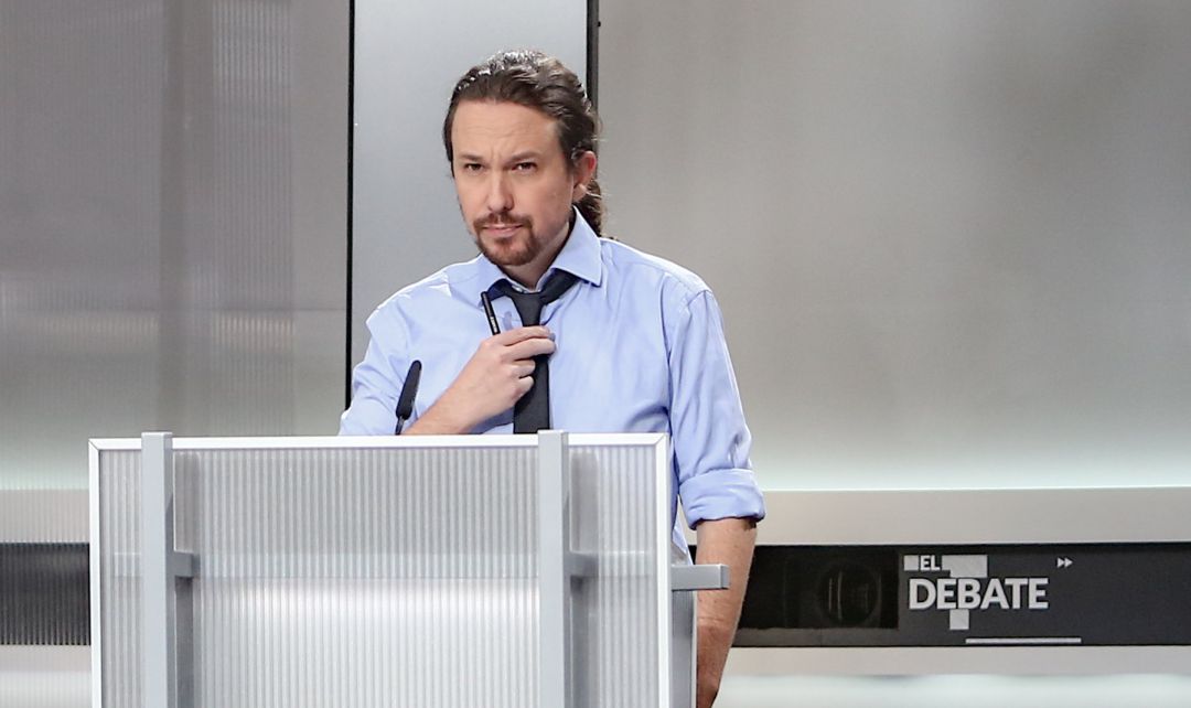 Pablo Iglesias antes del debate electoral. Pablo Iglesias antes del debate electoral.