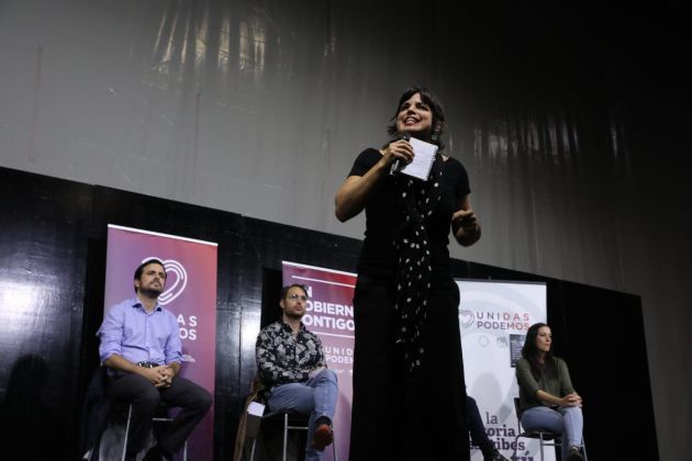 Teresa Rodríguez, durante la celebración de un mitin en Sevilla. Teresa Rodríguez, durante la celebración de un mitin en Sevilla.