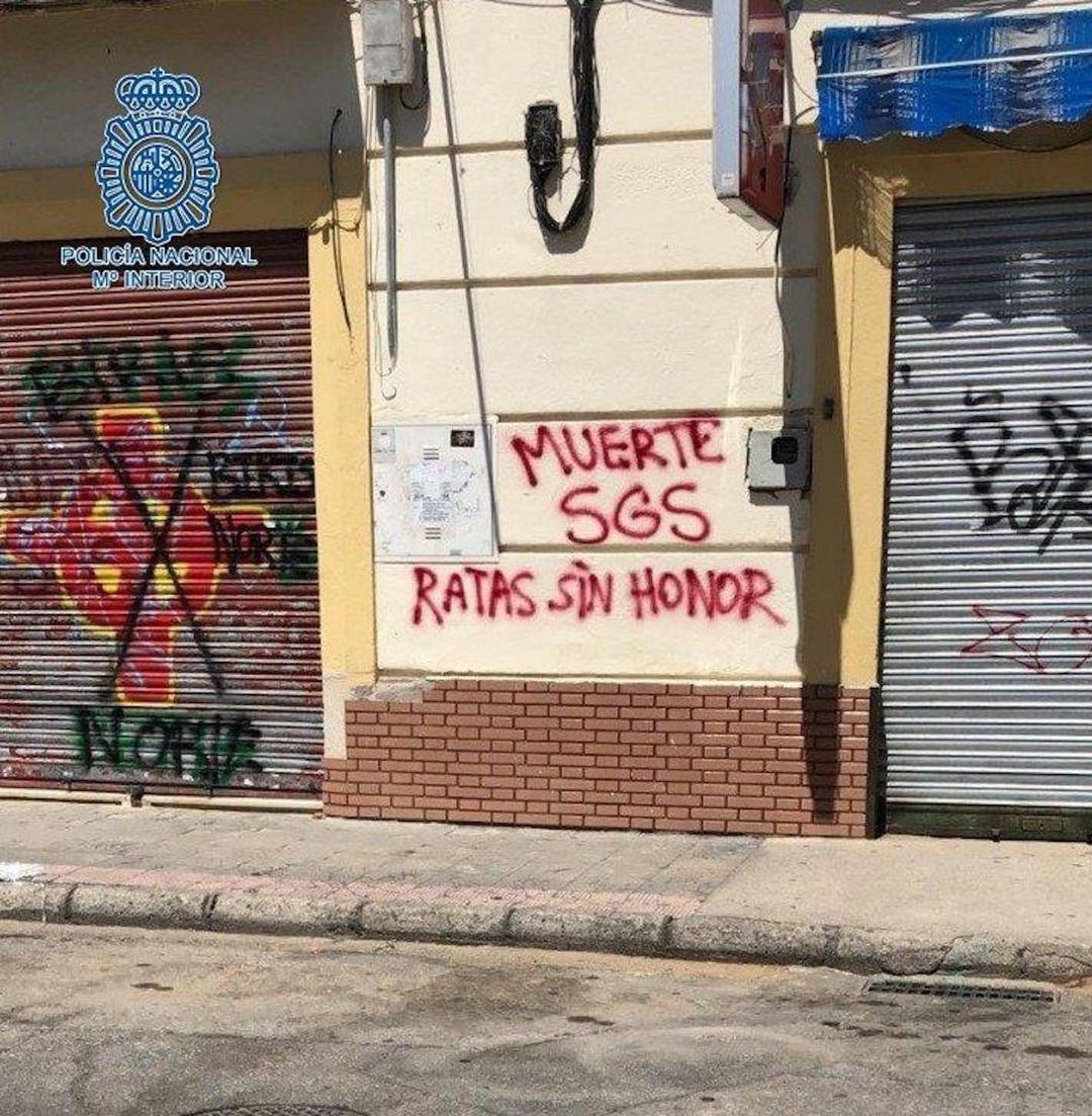 Pintadas en la calle Tajo que fueron el desencadenante de los incidentes Pintadas en la calle Tajo que fueron el desencadenante de los incidentes