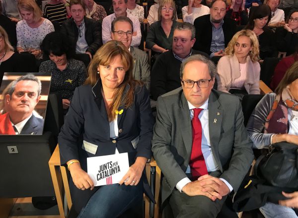06/11/2019 10N.- Borràs (JxCat) tras la muerte del padre de Puigdemont: "Esto no lo olvidaremos nunca". Los presentes en el mitin de JxCat guardan un minuto de silencio en su recuerdo CATALUÑA ESPAÑA EUROPA BARCELONA POLÍTICA