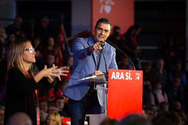 Pedro Sánchez, en su cierre de campaña en Cataluña. Pedro Sánchez, en su cierre de campaña en Cataluña.
