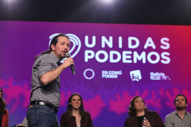 El candidato a la Presidencia del Gobierno por Unidas Podemos, Pablo Iglesias durante un mitin de fin de campaña del partido. El candidato a la Presidencia del Gobierno por Unidas Podemos, Pablo Iglesias durante un mitin de fin de campaña del partido.