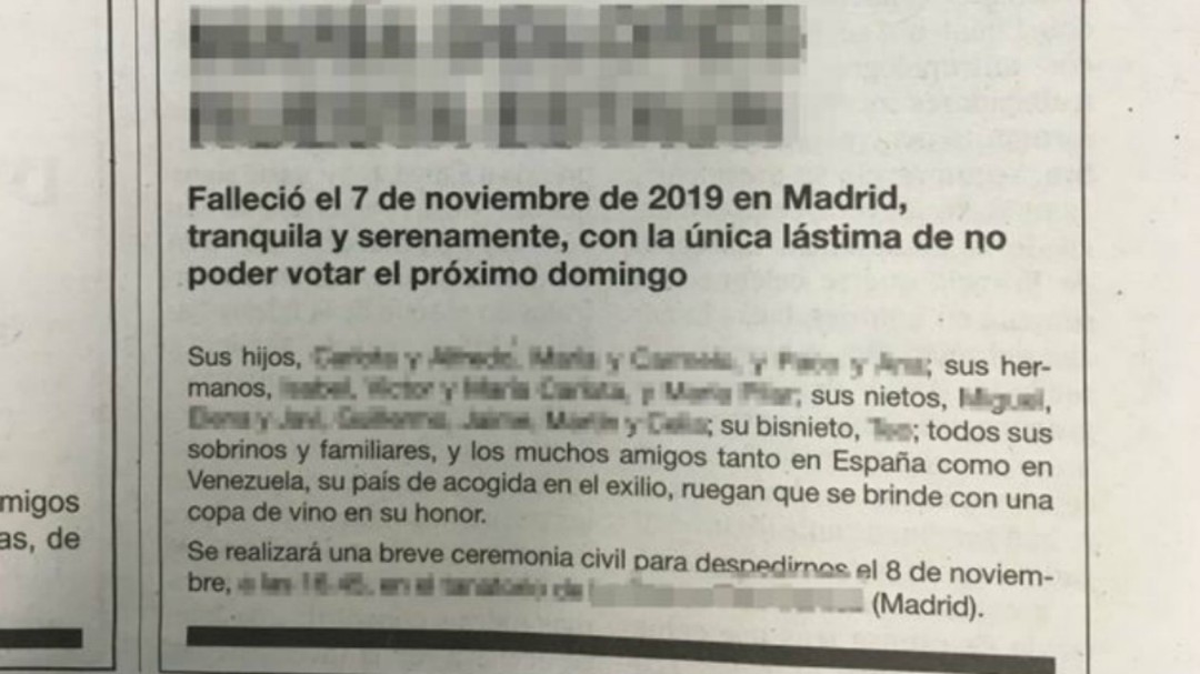 "Falleció con la única lástima de... ": la esquela más curiosa publicada en la prensa