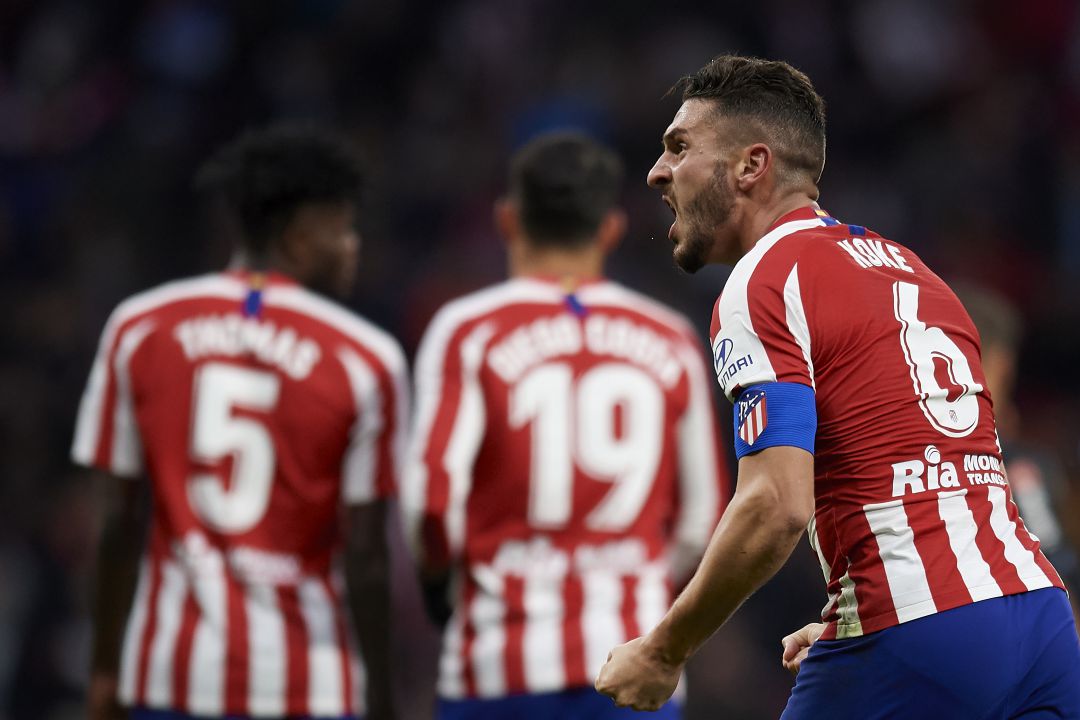 Koke celebrando el tercer gol del Atlético - Espanyol Koke celebrando el tercer gol del Atlético - Espanyol