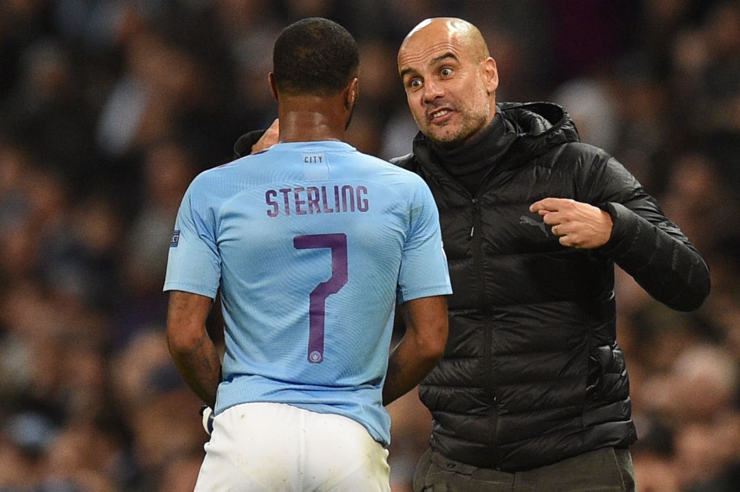Pep Guardiola y Raheem Sterling Pep Guardiola y Raheem Sterling