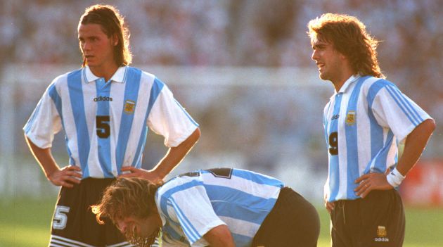 Fernando Redondo y Batistuta, durante el Mundial de 1994 de Estados Unidos en Argentina Fernando Redondo y Batistuta, durante el Mundial de 1994 de Estados Unidos en Argentina