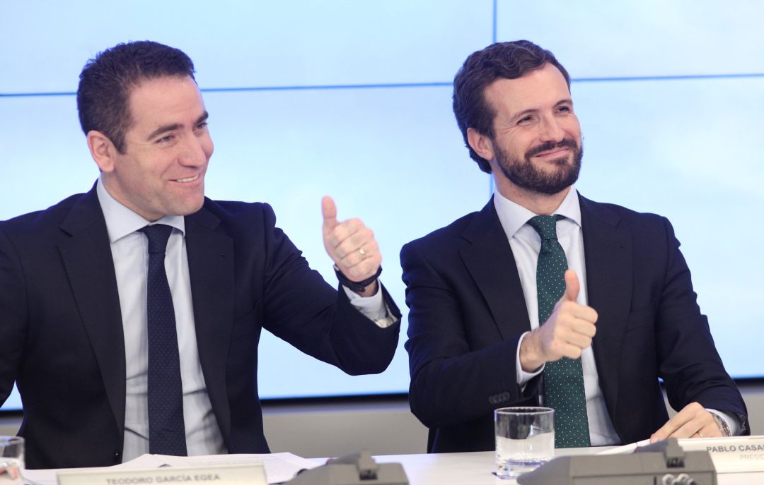 El secretario general del PP, Teodoro García Egea y el presidente del Partido Popular, Pablo Casado El secretario general del PP, Teodoro García Egea y el presidente del Partido Popular, Pablo Casado