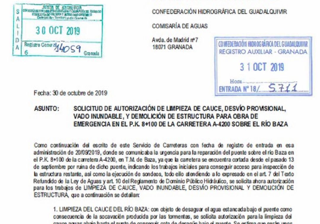 Este es el documento que acredita que la Junta solo pidió autorización para tráfico agrícola