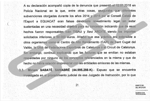 Informe de la Guardia Civil al que ha accedido la Cadena SER Informe de la Guardia Civil al que ha accedido la Cadena SER
