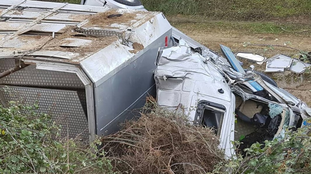 Herido un conductor tras volcar su camión en la ZA-P-1102