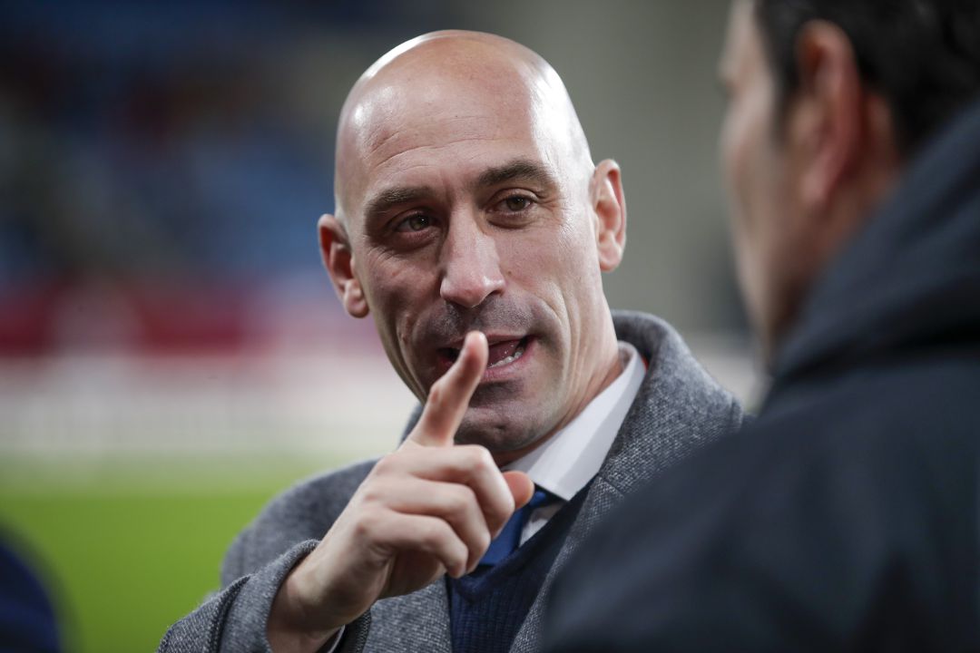 Luis Rubiales, durante el partido contra Malta. Luis Rubiales, durante el partido contra Malta.